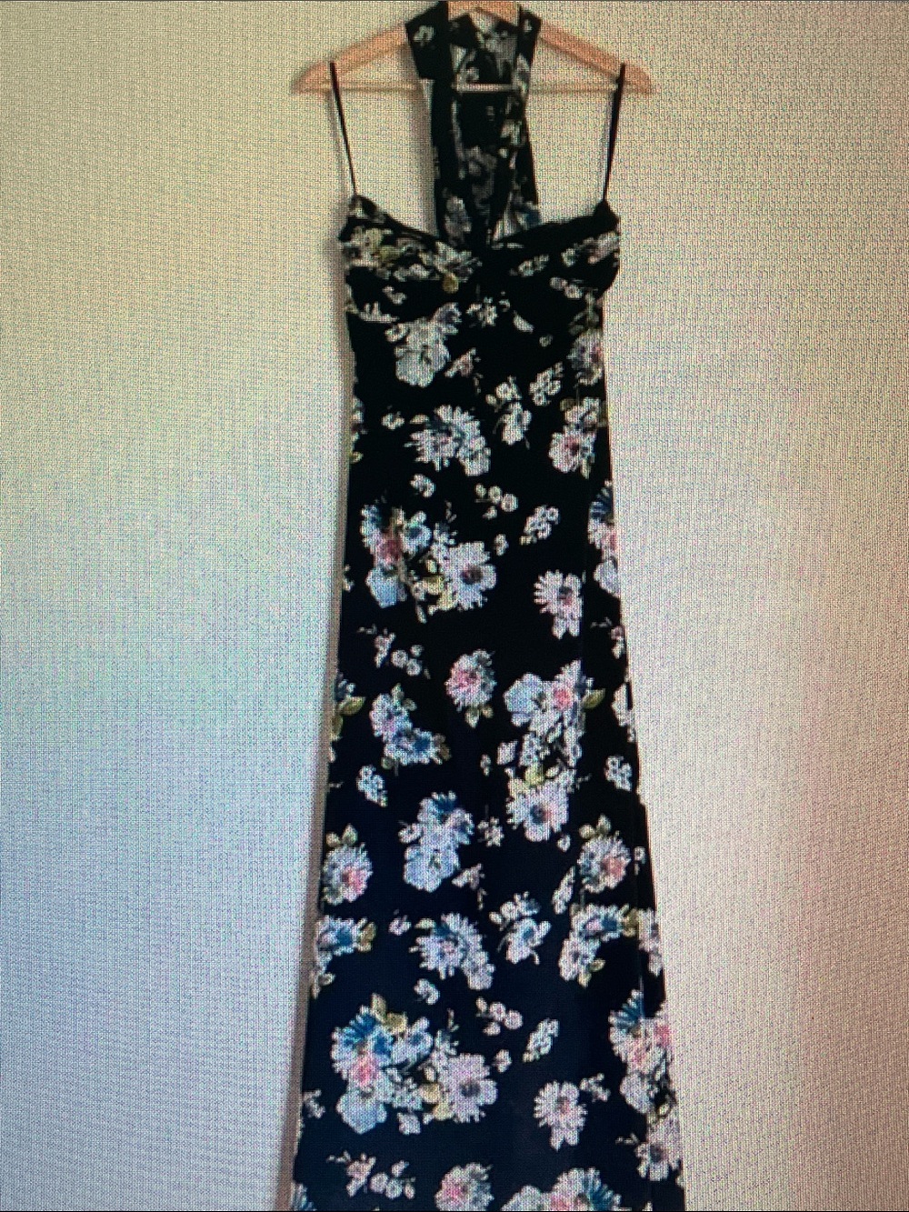 Black Floral Maxi Dress with Spaghetti Straps